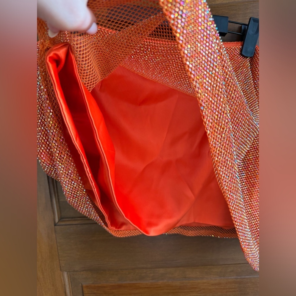 Finesse Alyah Orange Rhinestone Micro Mini Skirt - Picture 6 of 9